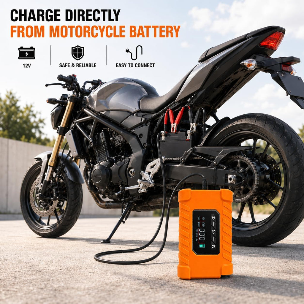 140 PSI Portable Tire Inflator for Cars, Motorcycles, Bikes & Balls | Portable Air Pump with Digital Pressure Gauge, Auto Shut-Off, Bright LED Light & Rechargeable Battery