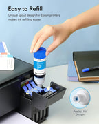 Compatible Ink Bottle Replacement for Epson 502 (Not Sublimation Ink) , Use for ET-2850 ET-3830 ET-3850 ET-2760 ET-3760 ET-15000 Printer, Black, Cyan, Magenta, Yellow,(4 Bottles)