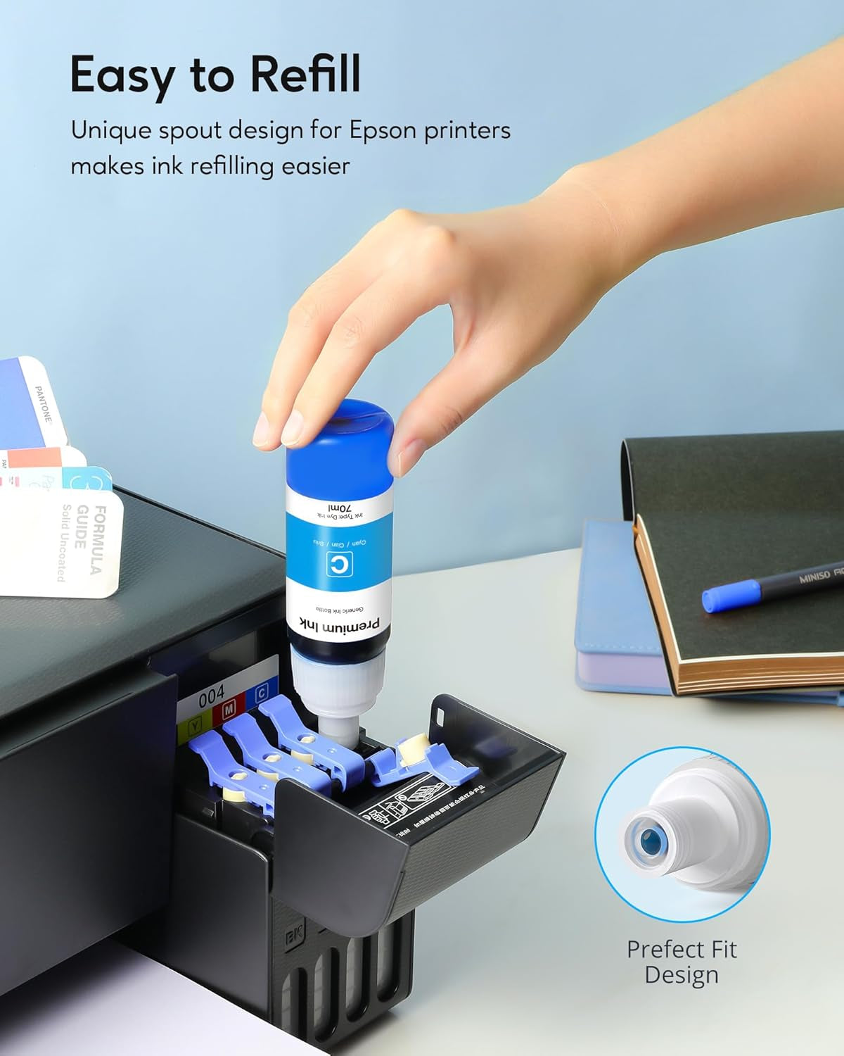Compatible Ink Bottle Replacement for Epson 502 (Not Sublimation Ink) , Use for ET-2850 ET-3830 ET-3850 ET-2760 ET-3760 ET-15000 Printer, Black, Cyan, Magenta, Yellow,(4 Bottles)
