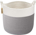 Woven Rope Blanket Basket Living Room, 40L, Grey | Small Laundry Basket for Organizing Baby Clothes, Blankets & Pillows, Great for Bedroom Nursery Home Décor