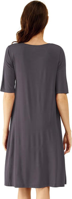 Viscose from Bamboo Nightgowns for Women Short Sleeve Sleep Shirt V Neck Nightgown plus Size Sleepwear S-4X,