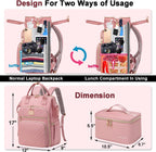 Lunch Backpack for Women,15.6 Inch Laptop Backpacks for Womens Back Pack, Travel Backpacks,Work Backpack for Women (Pink)