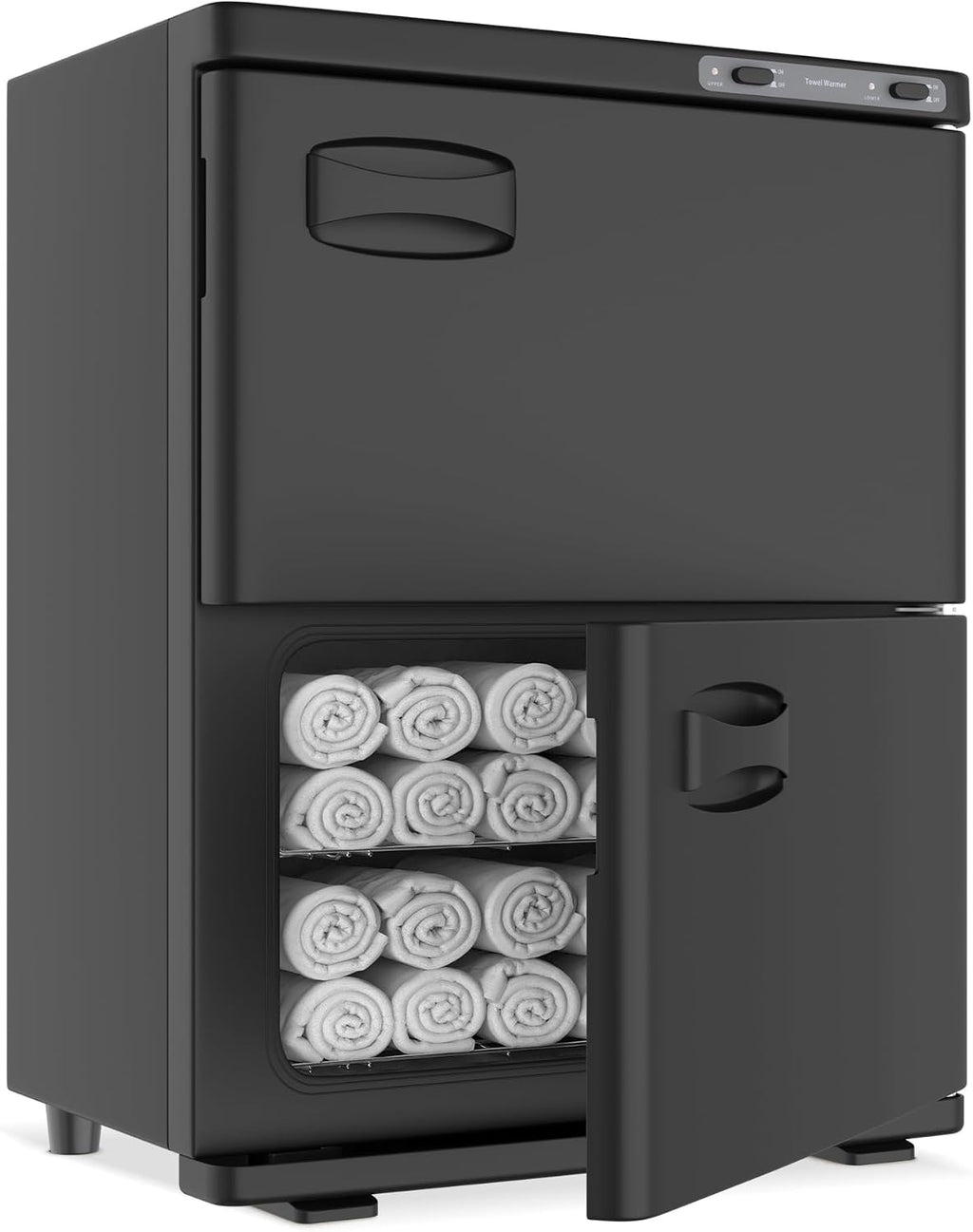Hot Towel Warmer  46L Large Capacity Spa Towel Warmer with Double Cabinets for Salon, Barber Shop, Massage & Facial (Black)