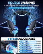 Neck Fan - Portable Neck Fan with LED Book Light, 6-20H Long Battery Life, 6 Speeds Adjustable, USB-C Rechargeable, Hands-Free Wearable Fan, Cooling Personal Fan Gifts for Men Women Dad Mom