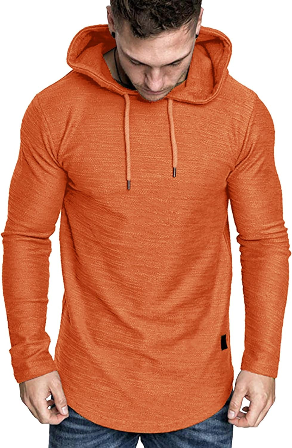 Mens Fashion Athletic Hoodies Sport Sweatshirt Solid Color Fleece Pullover