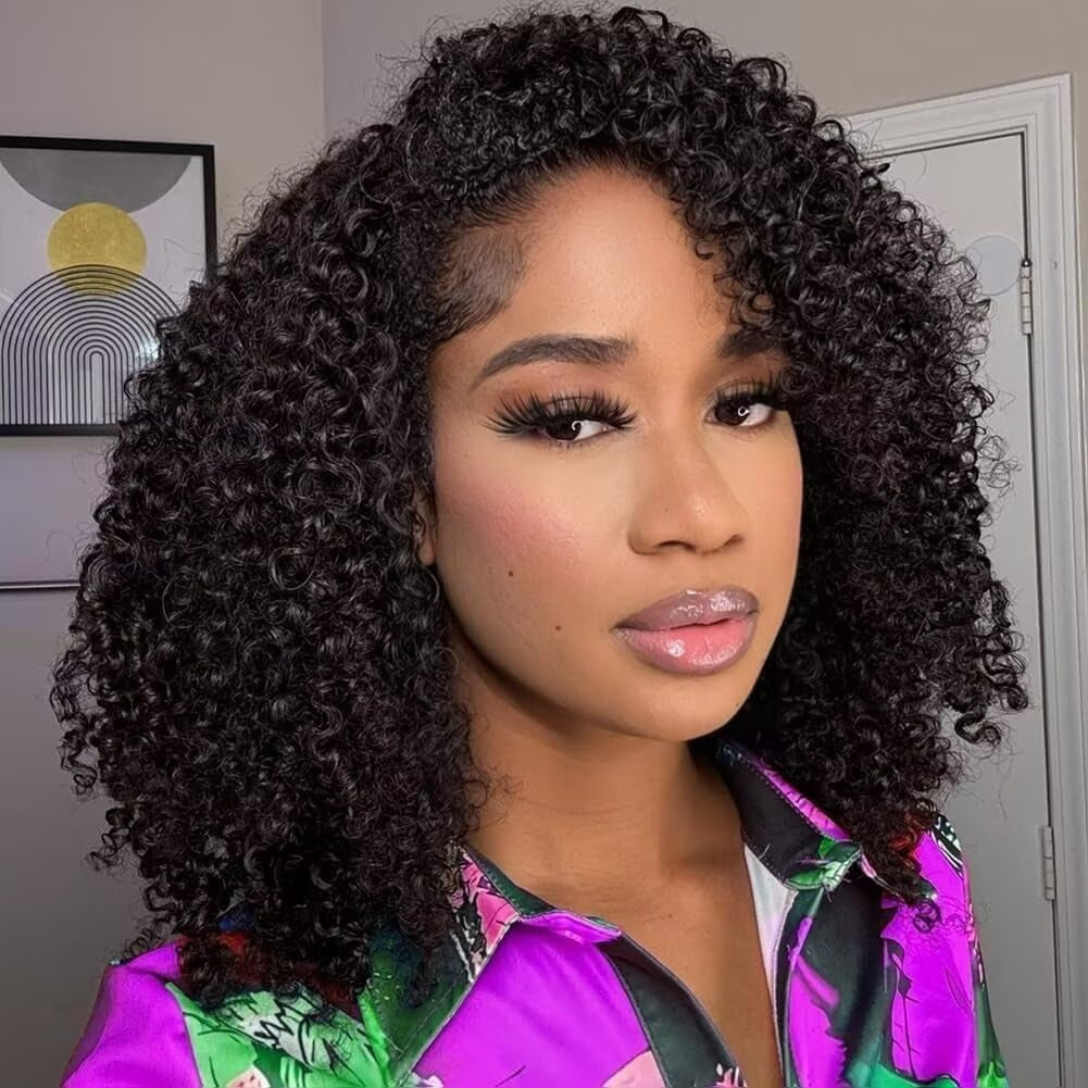 Half Wig Human Hair 3 in 1 Seamless Flip over Half Wigs with Drawstring Half Wigs for Women Human Hair Glueless Wear and Go Half up Half down Headband Wig Human Hair(18 Inch,Natural Black)
