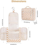 Checked Hanging Travel Toiletry Bag for Women, Travel Bag for Toiletries, Makeup Bag Organizer Cosmetic Bags Make up Bags for Women (Light Checkerboard)