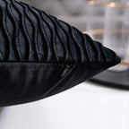 Black Vertical Ripple Striped Decorative Pillow Covers: Pack of 2 22X22 Inch Velvet Square Throw Pillow Cases for Farmhouse Couch Sofa Bed Living Room Home Decor