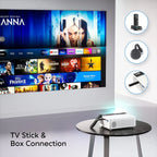 Mini Projector, Upgraded Bluetooth Projector with 100" Screen, 1080P Full HD Portable Projector, Movie Projector Compatible with TV Stick Smartphone/Hdmi/Usb/Av, Indoor & Outdoor Use