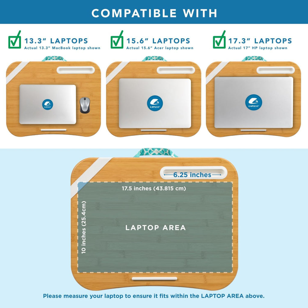 XL Designer Lap Desk – Aqua Trellis, Fits 17.3” Laptops
