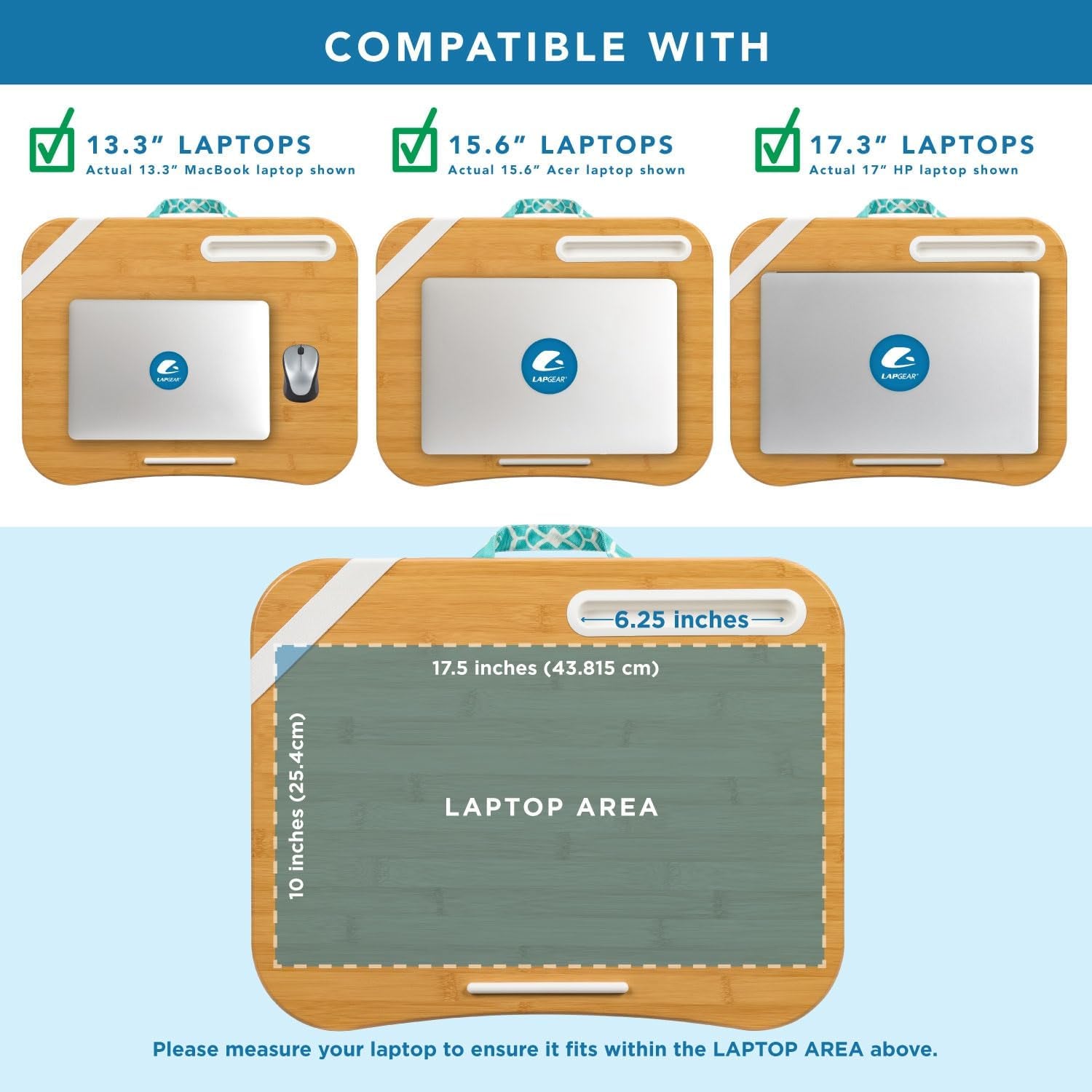 XL Designer Lap Desk – Aqua Trellis, Fits 17.3” Laptops