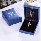 925 Sterling Silver Cross Necklace for Women Men 14K Gold Plated 5A CZ Birthstone Necklaces for Holiday