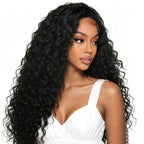 Half Wig Human Hair Deep Wave for Black Women 20 Inch Natural Colour | Curly Half Wigs for Women 3 in 1 Drawstring Flip over Glueless Wear Go Beginner Friendly 150% Density, Quick Install