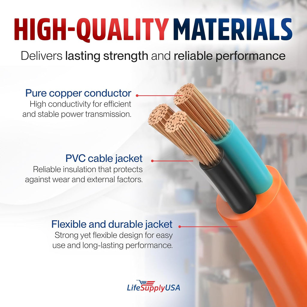 6Ft Outdoor/Indoor Extension Cord 16/3 Gauge Heavy Duty 3 Prong SJTW, Waterproof, Flexible Cold-Resistant Long Power Cord,13A 125V 1625W, Orange by