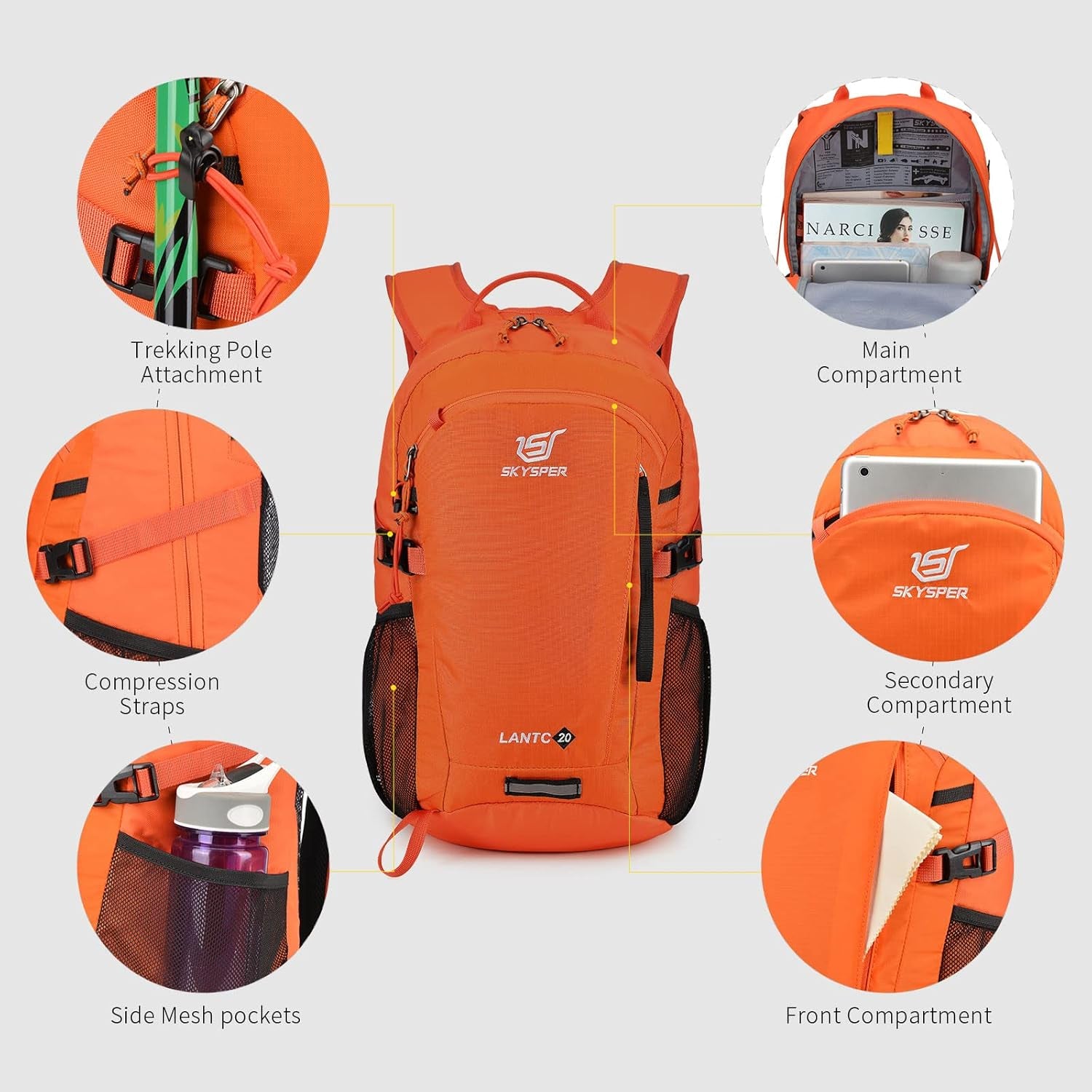 Small Hiking Backpack, 20L Lightweight Travel Backpacks Hiking Daypack for Women Men