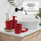Bathroom Set - Christmas Bathroom Sets, Xmas Bathroom Accessories Set, Christmas Bathroom Decor, 6PC Bathroom Accessory Set with Toilet Brush, Trash Can & Soap Dispenser