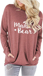 Womens Crewneck Sweatshirt Casual Loose Fitting Tops Long Sleeve T Shirt