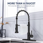 Pull-Down Kitchen Faucet, 2-Mode Sprayer, Matte Black, High Arc | 17-Inch Height, 360 Swivel, Deck Plate, SUS304, Fits 1- or 3-Hole Sinks, Ceramic Cartridge, Easy-Clean Nozzles