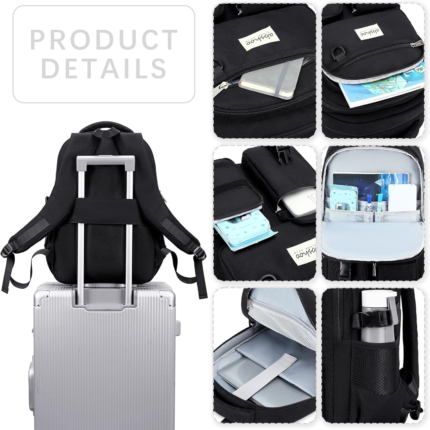Large Heavy Duty Backpack for School College Bookbag Casual Multi Pocket Travel Backpacks