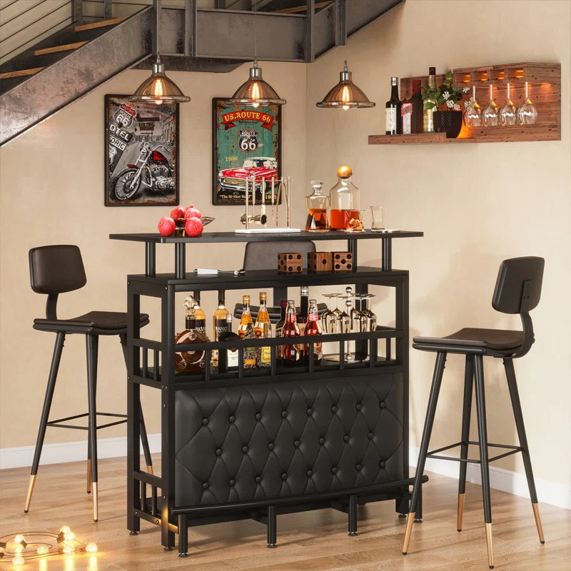 Home Bar Unit with Storage Shelves Bar Cabinet