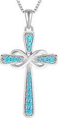 925 Sterling Silver Cross Necklace for Women Halo Infinity Pendant Cubic Zirconia Jewelry for Mom