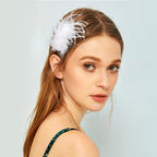 2Pcs Ostrich Hair Clip, Black/White Feather Hairgrip Retro Hair Jewelry Accessories for Women Bride Party Festival Valentine Wedding Engagement Birthday Christmas