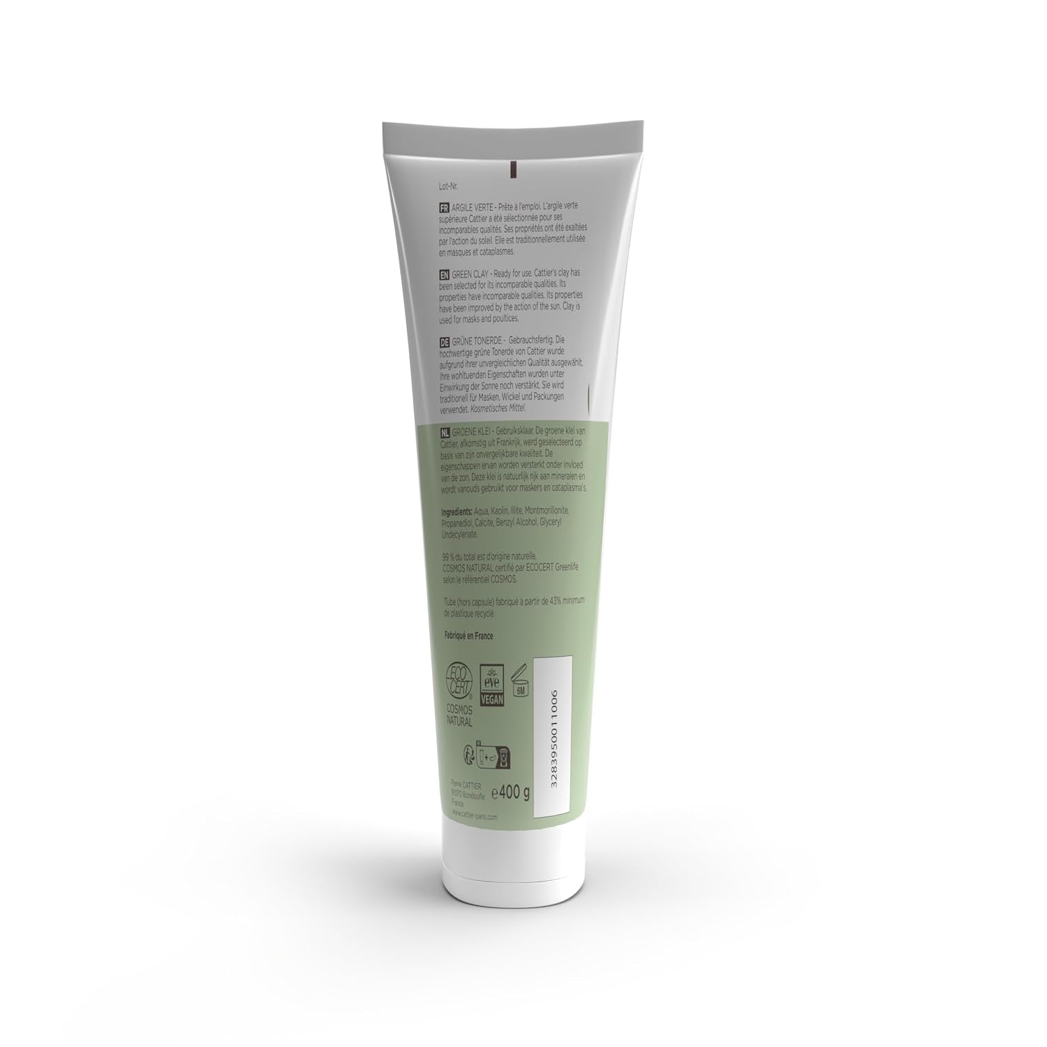 Cattier Green Clay Mask Ready for Use with All Natural Ingredients 400 Gr