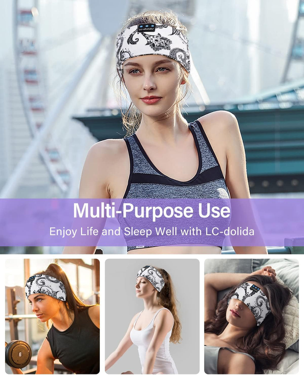 Sleep Headphones Bluetooth Wireless Headphones with Thin HD Stereo Speakers Perfect for Side Sleepers, Sport, Yoga, Travel