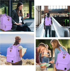 Small Carry on Travel Backpack with USB Charging Port, Lightweight Water Resistant Mini Carry-On Backpack for Men Women, Compact Personal Everyday Backpack,Purple