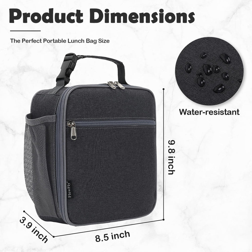 Kids Lunch Box Insulated Soft Bag Mini Cooler Back to School Thermal Meal Tote Kit for Girls, Boys, Dark