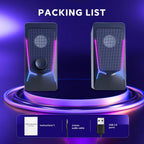 Computer Speakers, Gaming PC Speakers with Enhanced Bass and Volume Control, Stereo 2.0 USB Powered 3.5Mm Aux Multimedia Speakers for Laptop/Desktop/Tablets/Phone