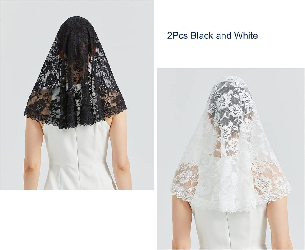 Lace Mantilla Veil Soft and Comfortable 7 Colors Spanish Style Rose Lace Veil Head Covering D Shape