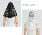 Lace Mantilla Veil Soft and Comfortable 7 Colors Spanish Style Rose Lace Veil Head Covering D Shape