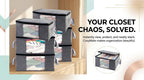 Storage Clothes Bins Closet Bags - 35L Containers Organizer Boxes Clothing Bin Organization for Organizing Blanket Pillow Sheet Sweater, Foldable Bedroom Small Storage Totes with Lids Zipper, 6Pc Pack