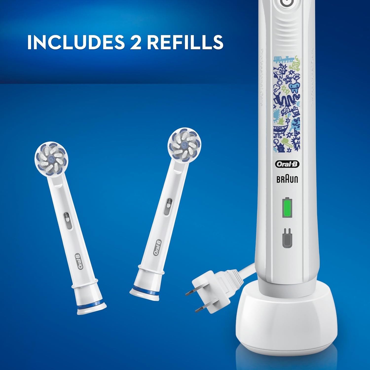 Kids Electric Toothbrush with Coaching Pressure Sensor and Timer, Rechargeable Toothbrush with Brush Head, Sparkle & Shine