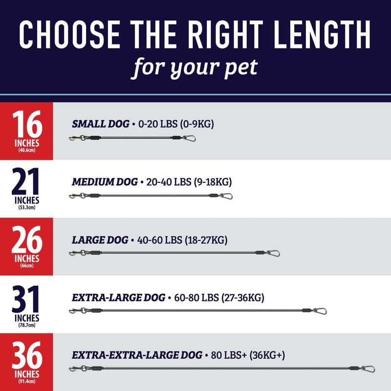 Dog Car Seat Belt Restraint - No-Chew Heavy Duty Car Seatbelt for Pets - 5 Sizes - Coated Steel Rope to Prevent Chewing (16 In) - Restraints for Dogs in Cars - Dog Seat Belt for Car