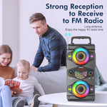 Bluetooth Speakers, 60W Portable Wireless Loud Outdoor Home Party Bluetooth Speaker with Subwoofer, FM Radio, LED Colorful Lights, Microphone, Remote and Big Powerful Stereo Deep Bass Sound Boombox