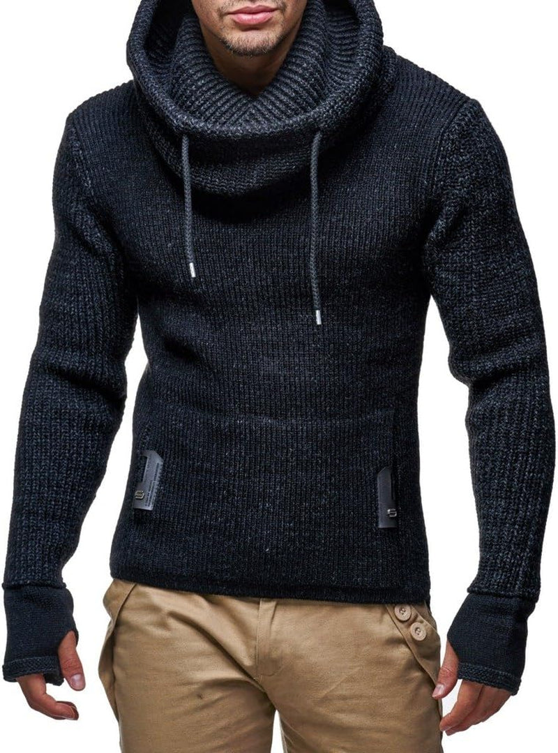 Men’S Knitted Pullover | Long-Sleeved Slim Fit Shirt | Basic Longsleeve Sweatshirt with Shawl Collar for Men
