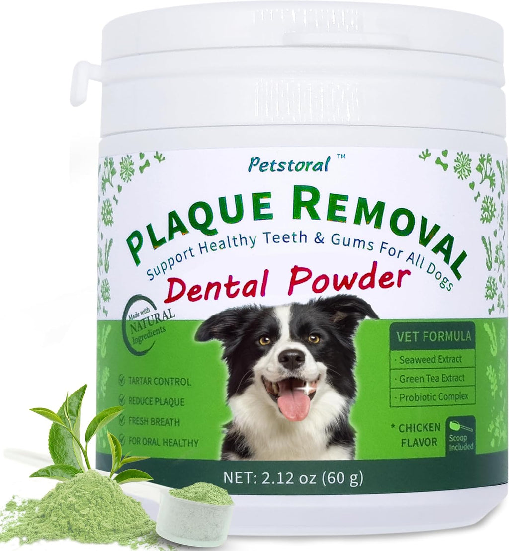 Natural Dog Dental Powder for Plaque Removal | Helps Reduce Plaque, Supports Healthy Teeth & Gums, Freshens Breath, Daily Dental Care for All Dogs