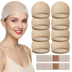 10 Pcs Wig Grip Band - Velvet Wig Grips | Adjustable Headband No Slip Edge Saver Stay Put for Women (Beige)