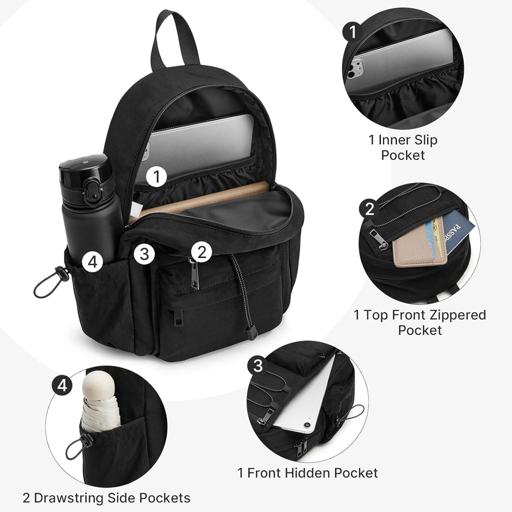 10L Small Hiking Backpack for Women Men | Mini Lightweight Travel Casual Daypack, Water Repellent Fabric, Fits 11" Tablet