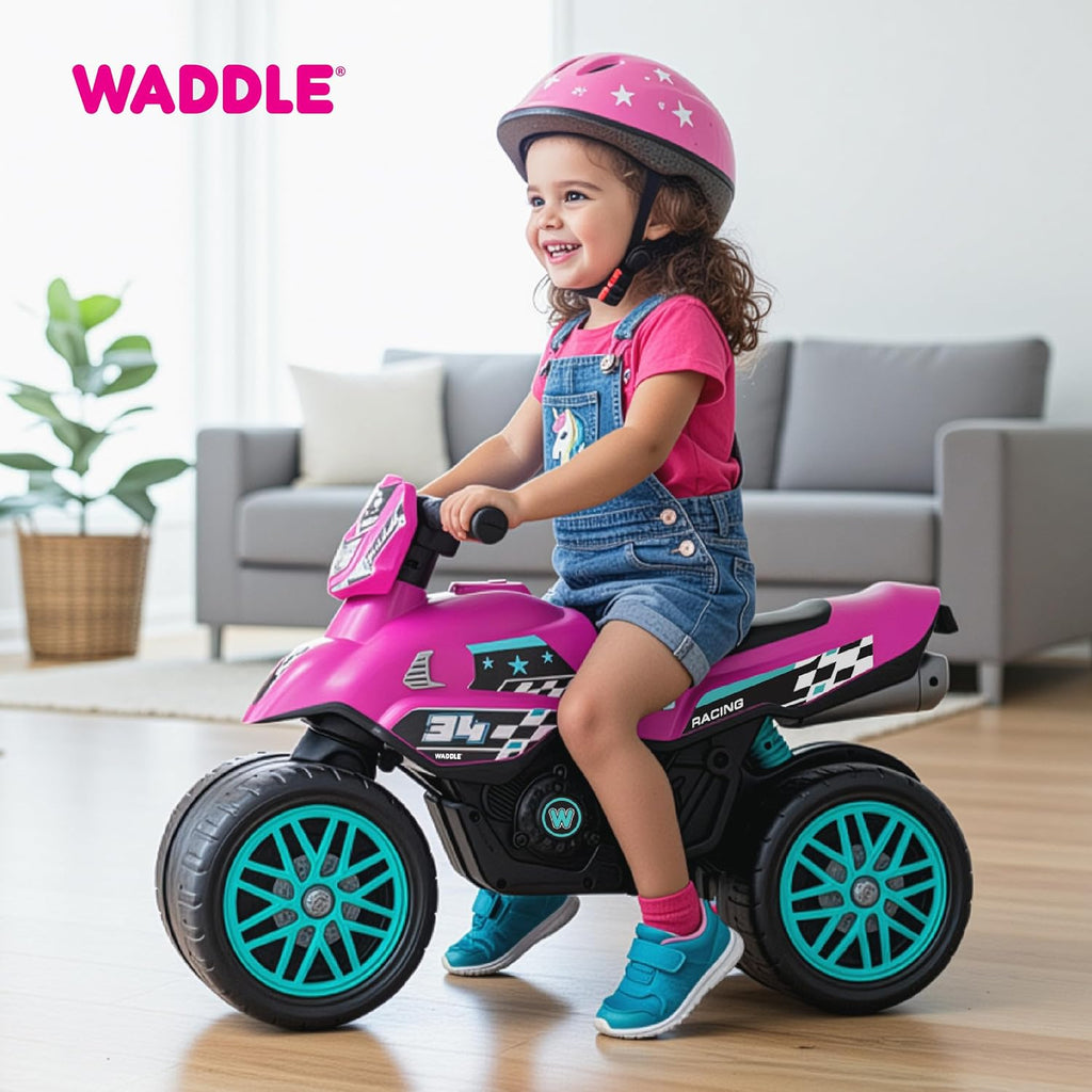 Kids Motorcycle Balance Bike - Toddler Ride on Toys W/Sounds, Wide Wheel Base, Rubber Coated Wheels, Foot to Floor Toddler Car up to 44 Lbs, Motorbike for Kids Ages 18 Months to 3 Yrs, Pink