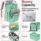 Lunch Backpack for Women,15.6 Inch Laptop Backpacks for Womens Back Pack, Travel Backpacks,Work Backpack for Women (Lightgreen)