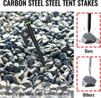 12 Pack Tent Stakes Heavy Duty Tent Stakes with Camping Hammers | Tent Accessories Carbon Steel Construction for Outdoor Camping, Hiking, Lawn Construction, Survival