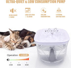 Cat Water Fountain, 2.4L/2.5QT Capacity, White | Ultra Silent Pet Drinking Fountain for Cats and Small Dogs, Indoor Water Fountain, with Replacement Filters