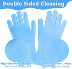 Pet Grooming Gloves—Dog Washing Gloves with High-Density Teeth | Dog Bath Scrubber with Enhanced Five Finger Design, Silicone Gloves for Dogs and Cats Bathing, Massage (Blue)