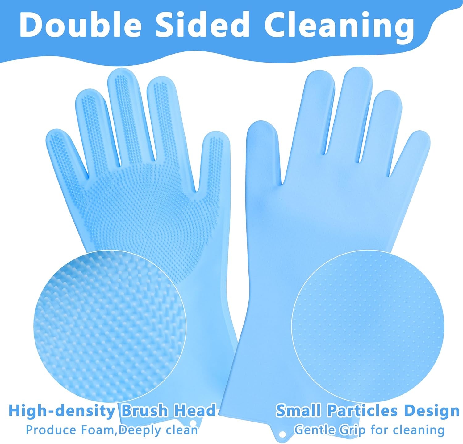 Pet Grooming Gloves—Dog Washing Gloves with High-Density Teeth | Dog Bath Scrubber with Enhanced Five Finger Design, Silicone Gloves for Dogs and Cats Bathing, Massage (Blue)