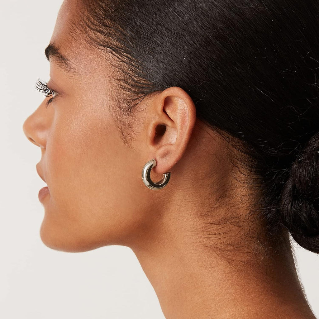 Chunky Gold Hoop Earrings for Women, Lightweight 14K Gold Plated | Gold Hoops, Gold Plated Earrings, Womens Earrings, 14K Gold Hoop Earrings