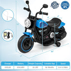 Ride on Motorcycle, 6V Toddler Motorcycle with LED Light, Music, Foot Pedal, Forward/Backward, Soft Start, 3-Wheel Battery Powered Electric Motorcycle for Kids, Gift for Boys Girls (Blue)