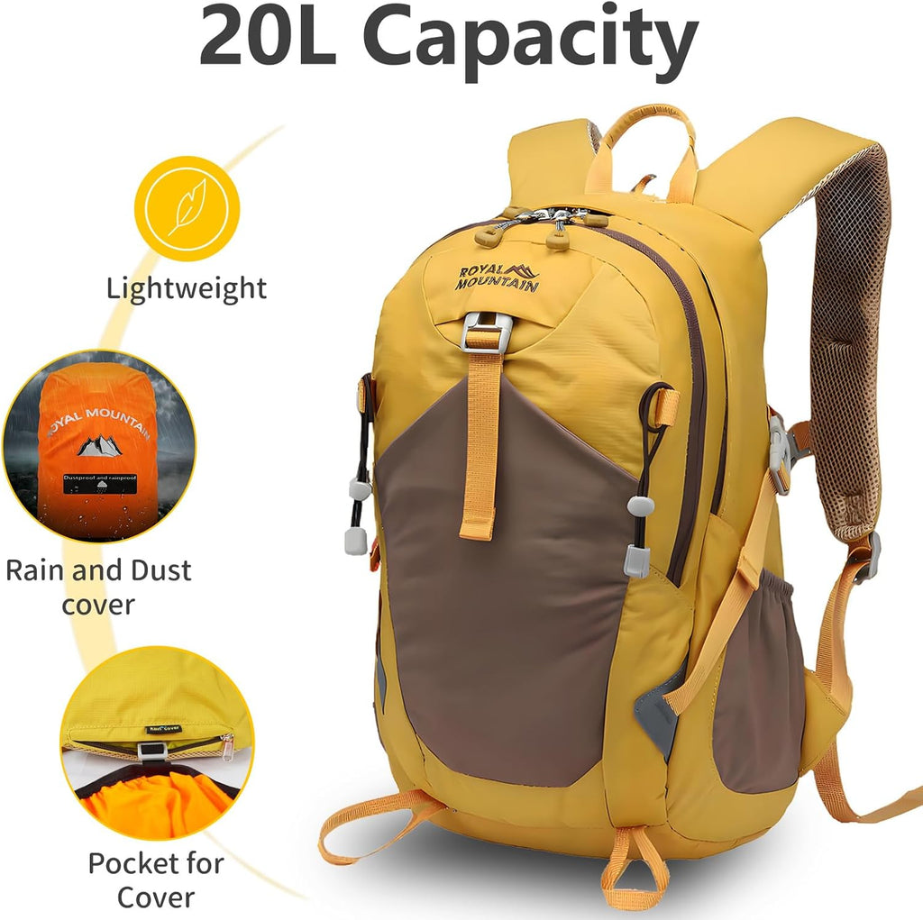 Small Hiking Backpack, 20L Lightweight Travel Backpacks for Men Women, Water Resistant Outdoor Day Pack, Ultralight Camping Daypack Backpacks Fit for Camping. (With Rain-Cover)